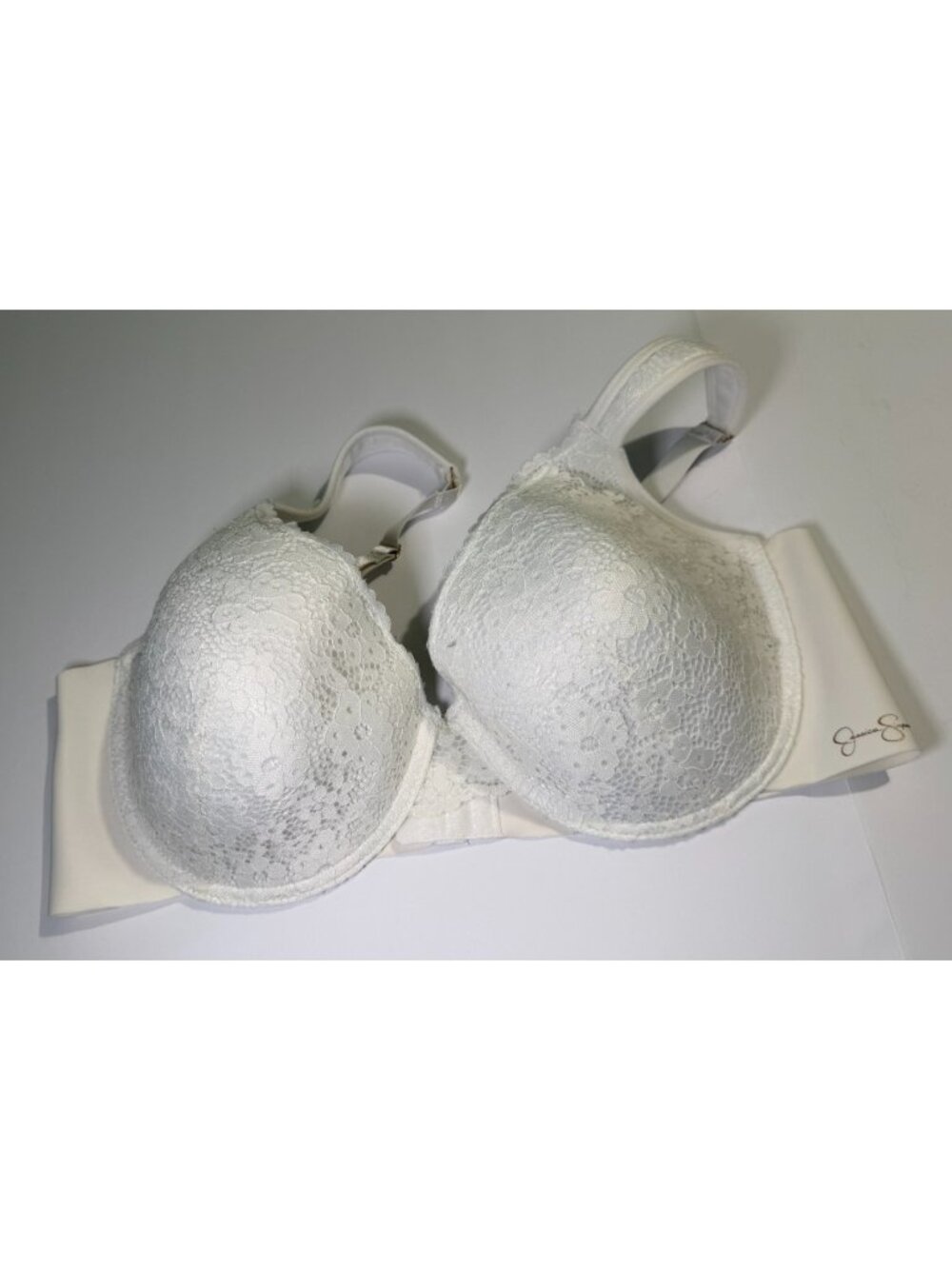 Jessica Simpson Womens Underwire Bra Size 40C White Lace Lingerie Padded Intimat